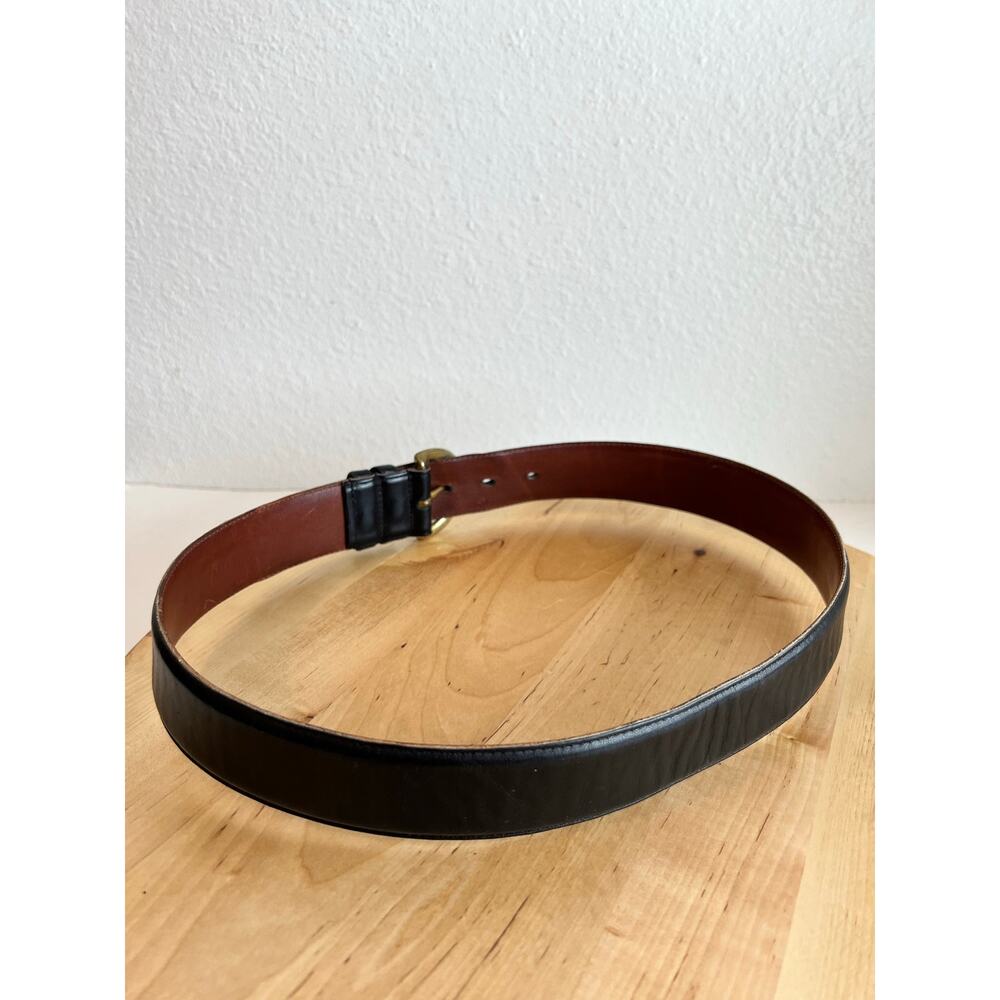 USA Vintage Coach Black Full Grain Cowhide Leather Brass Buckle Belt Size Medium - Picture 7 of 12